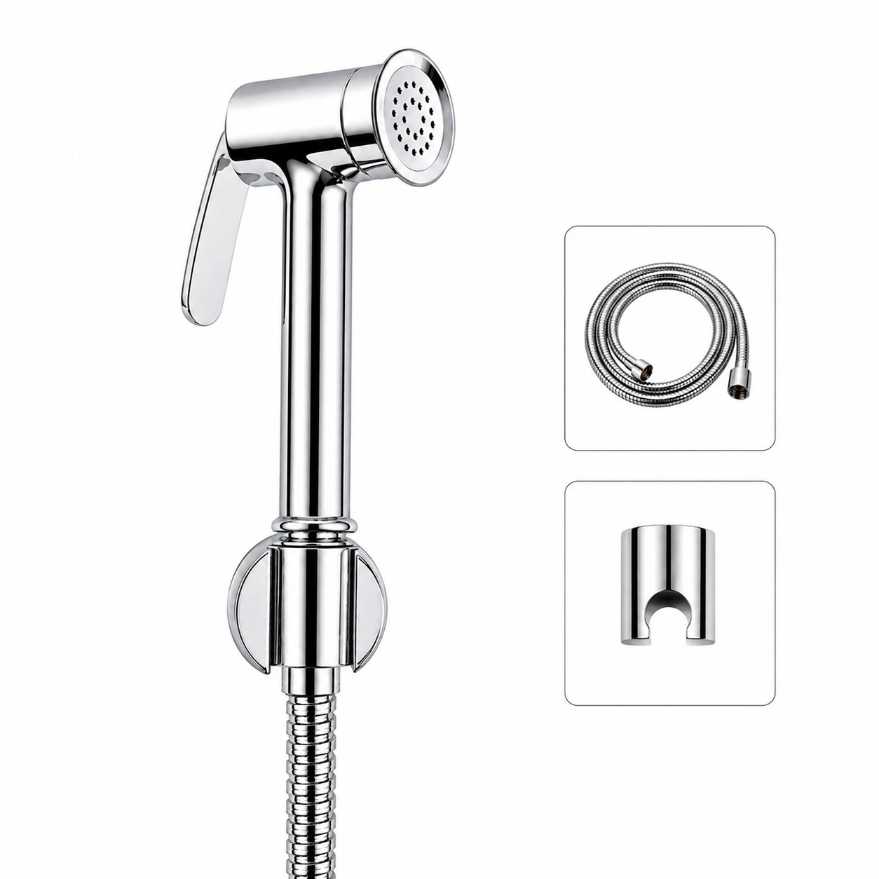Compact Cylindrical Brass Health Faucet – Chrome Finish - Complete Set - Piffero PHF 11002