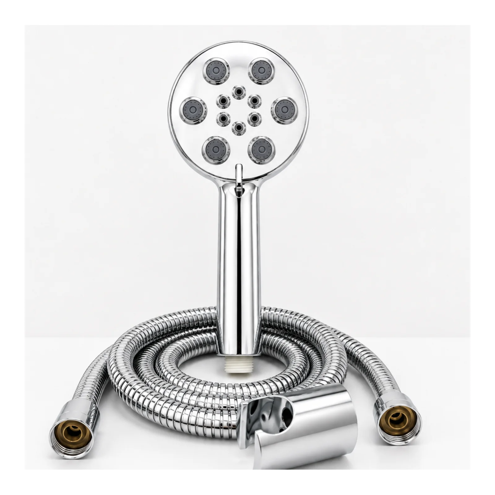 Chrome Round 6-Function Hand Shower - Complete Set - Piffero PHS 11008