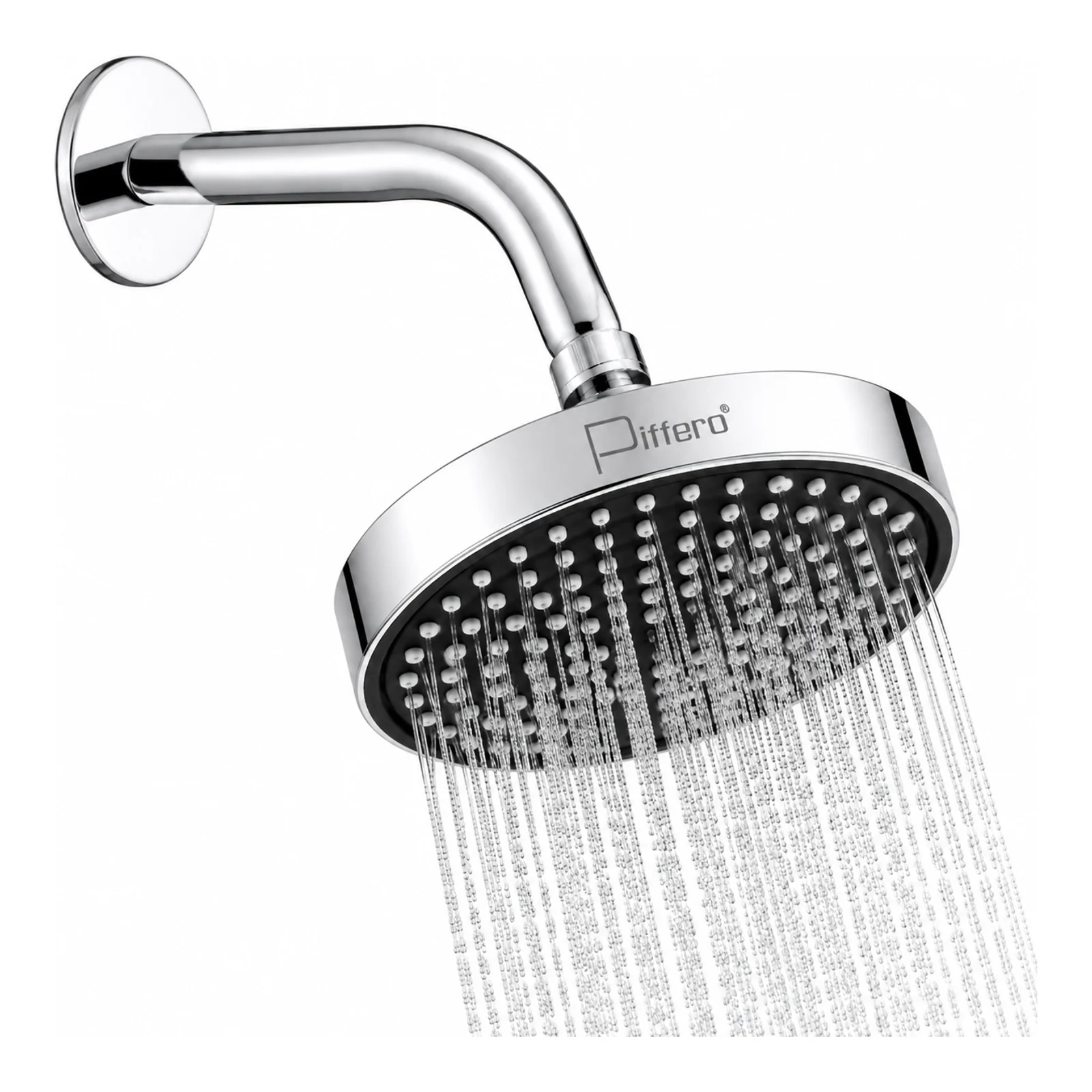 6-Inch Round Black-Face ABS Overhead Shower Head - Shower Head Only - Piffero PSR 21001A